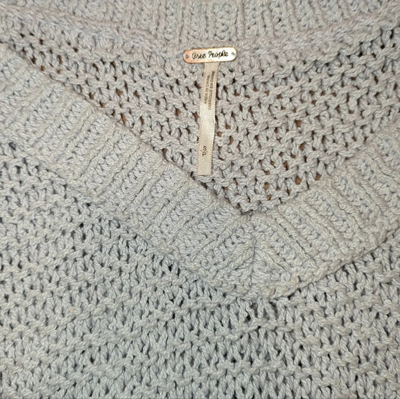 Free People Park Slope Open Knit Chunky Sweater Women's Small Lavender Oversized - Picture 4 of 5